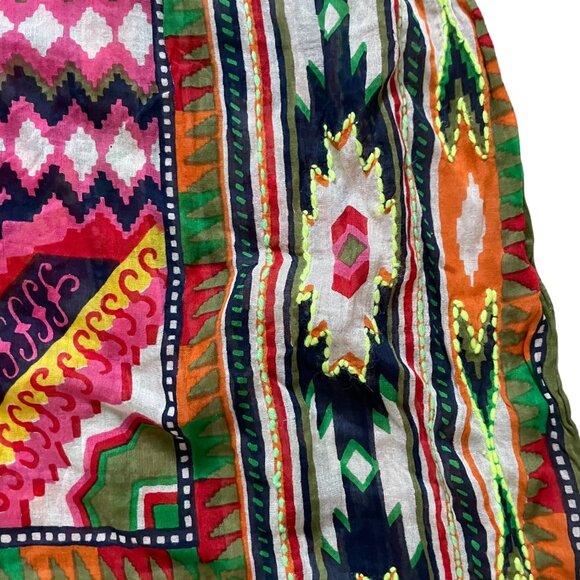 Farm Rio Beaded Fringe Banana Sarong Wrap Scarf Boho Beach - Picture 6 of 8